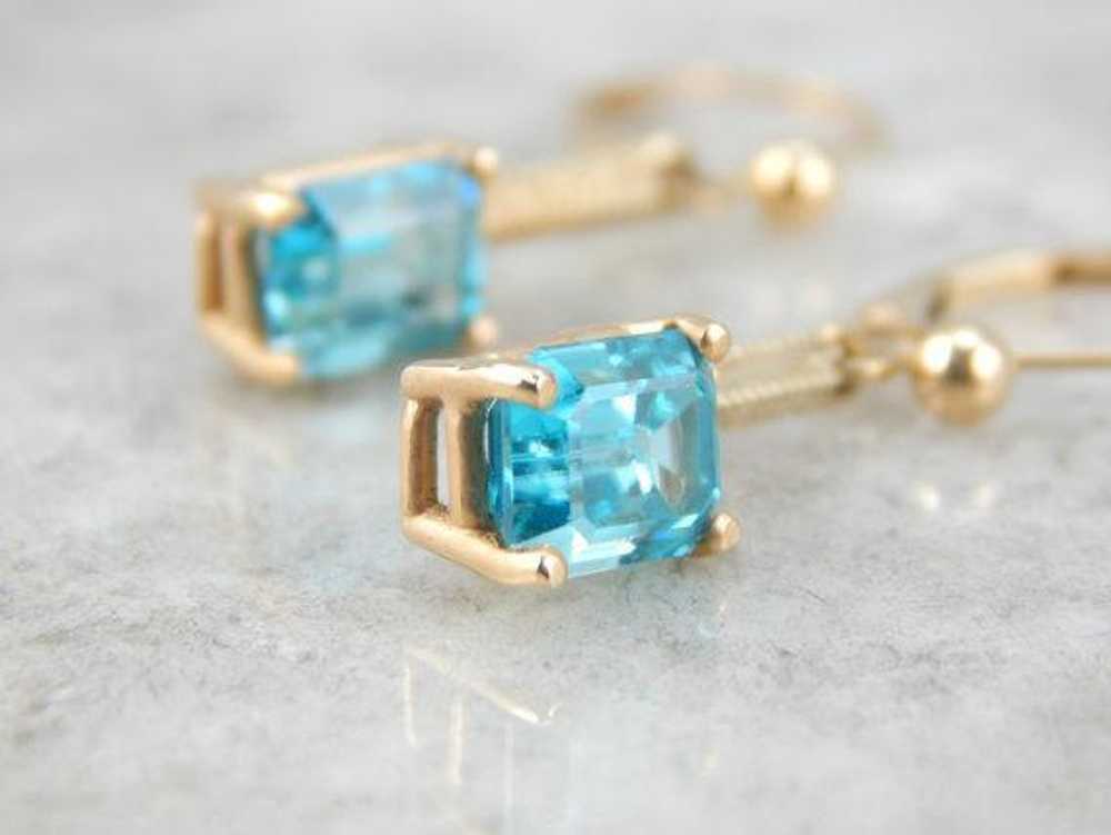 Blue Zircon Handmade Gold Drop Earrings - image 1