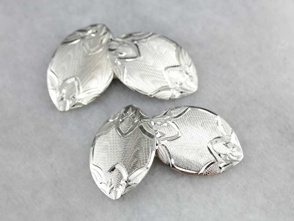 Antique Etched White Gold Cufflinks - image 1