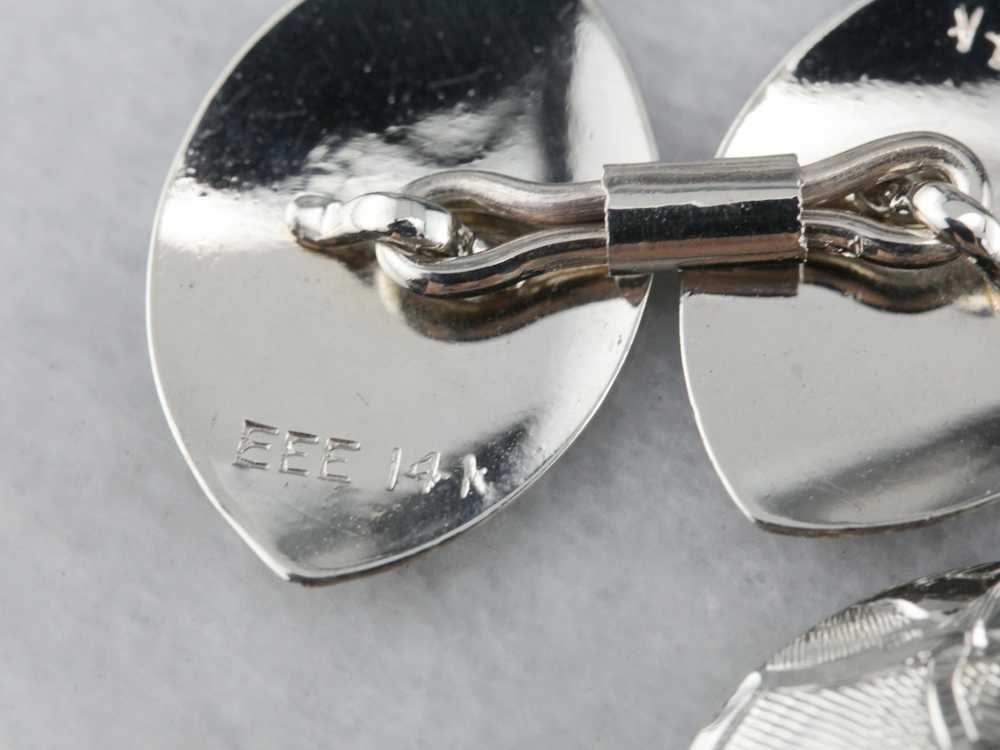 Antique Etched White Gold Cufflinks - image 4