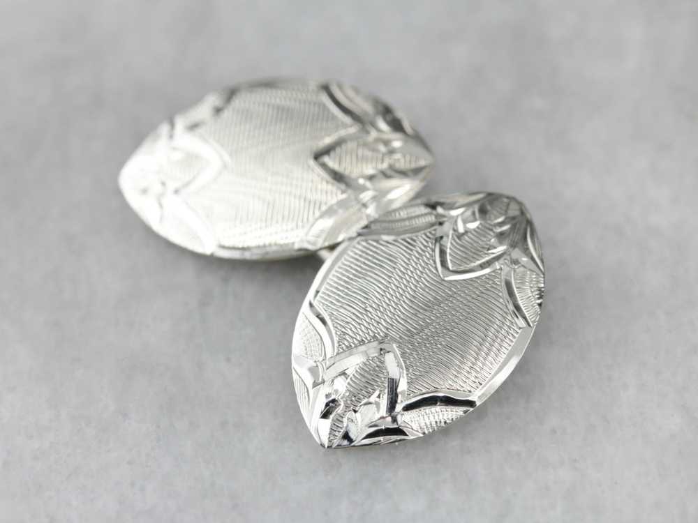 Antique Etched White Gold Cufflinks - image 5