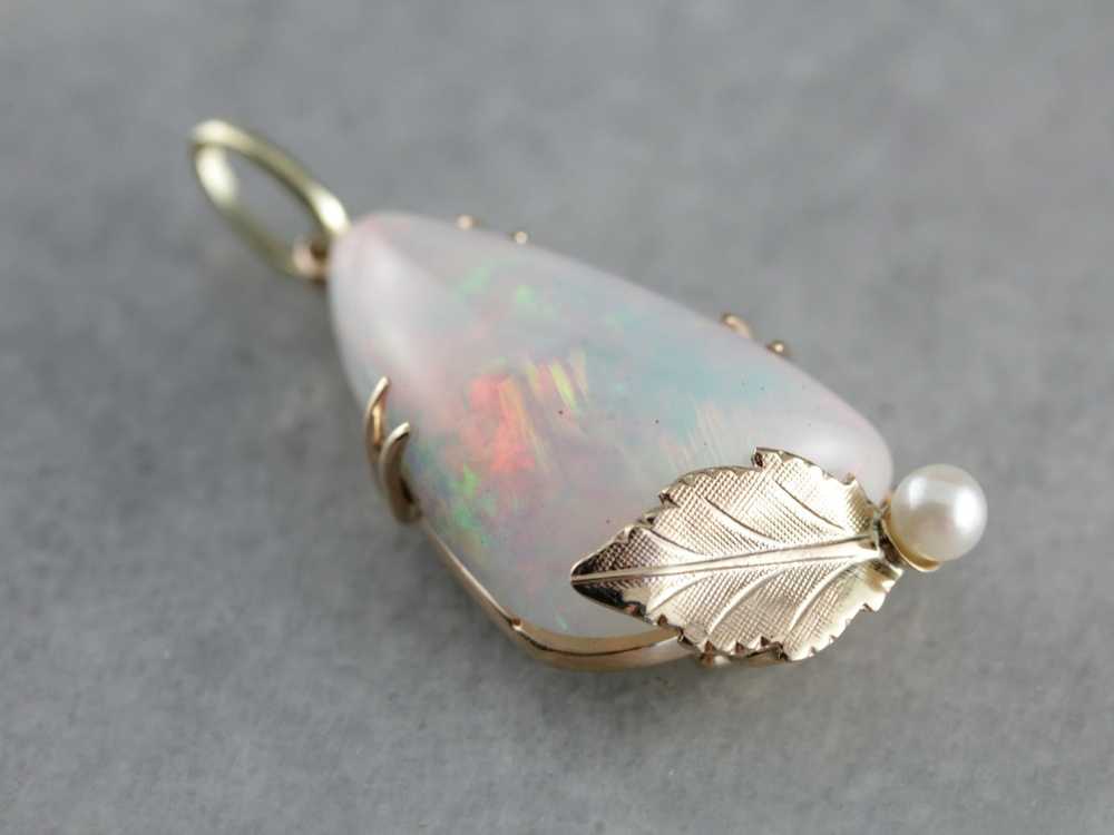 Dreamy Opal and Pearl Leaf Pendant - image 2