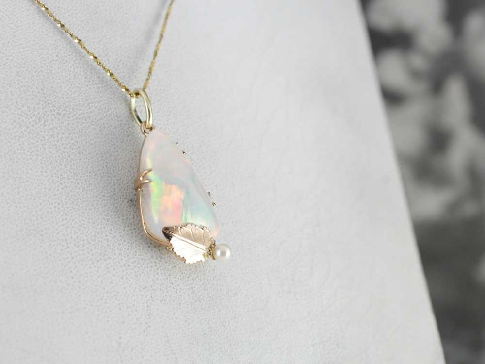 Dreamy Opal and Pearl Leaf Pendant - image 4