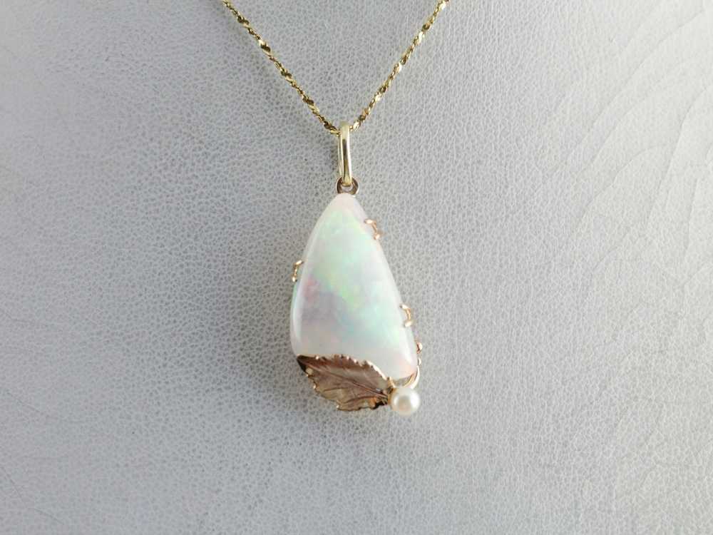 Dreamy Opal and Pearl Leaf Pendant - image 5