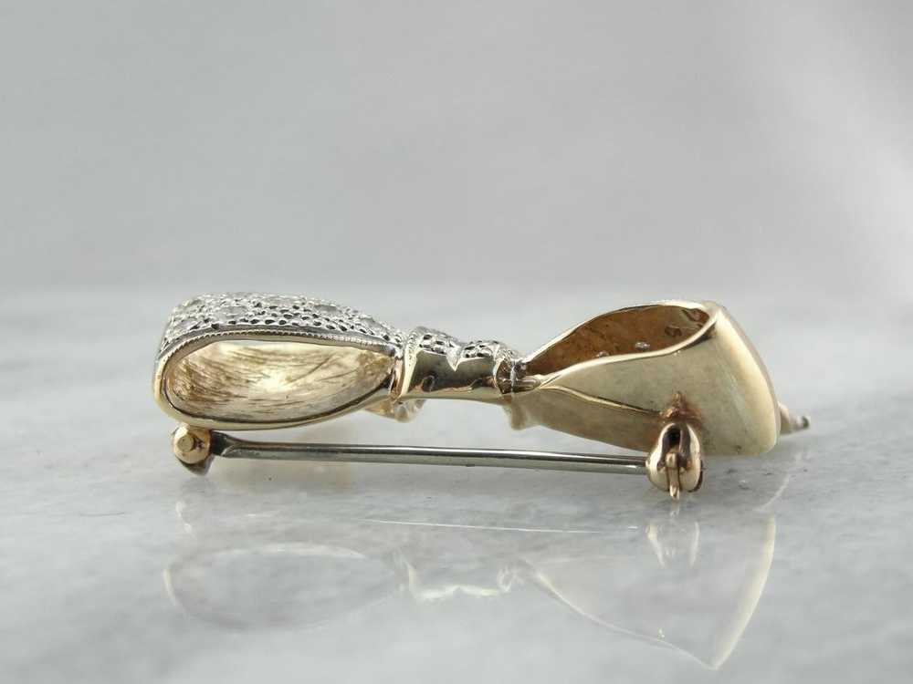 Sweet Vintage Diamond Studded Bow Brooch - image 5