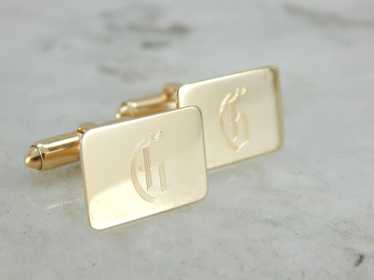 Gentleman's Monogram "G" Gold Cufflinks, Handsome… - image 1