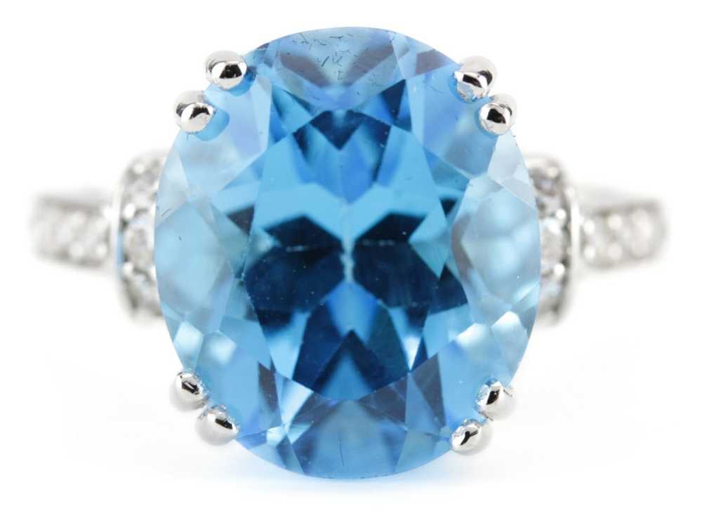 The Edie Blue Topaz Diamond Cocktail Ring - image 1