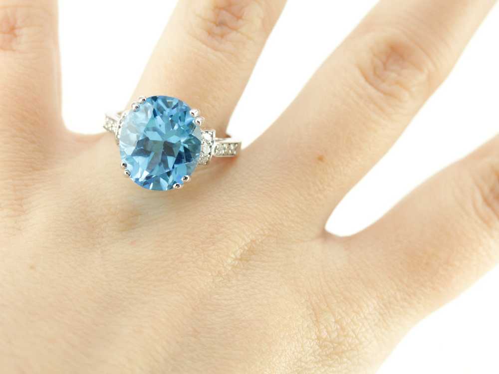The Edie Blue Topaz Diamond Cocktail Ring - image 4