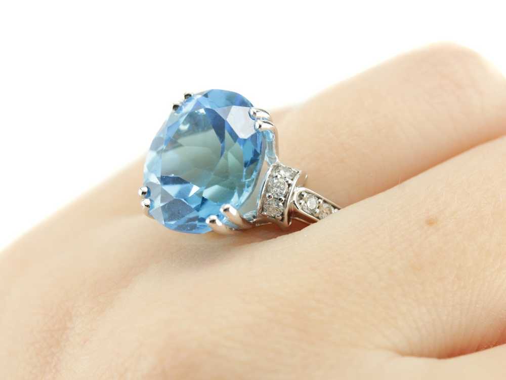 The Edie Blue Topaz Diamond Cocktail Ring - image 5