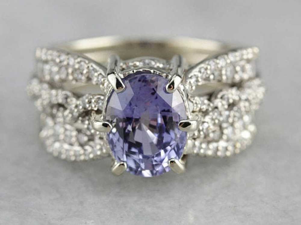 Purple Sapphire and Diamond Cocktail Ring - image 1
