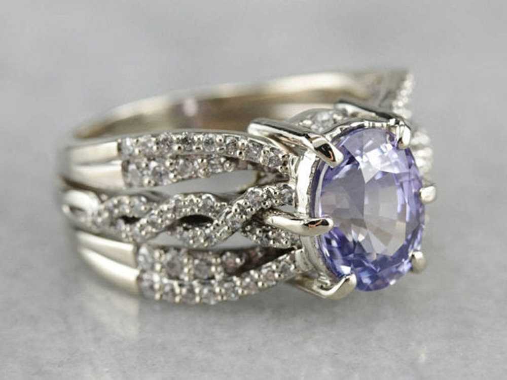 Purple Sapphire and Diamond Cocktail Ring - image 2
