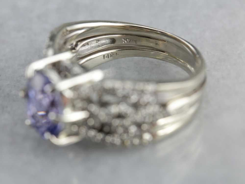Purple Sapphire and Diamond Cocktail Ring - image 3