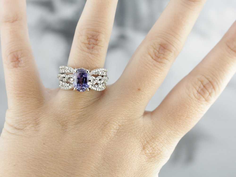 Purple Sapphire and Diamond Cocktail Ring - image 4