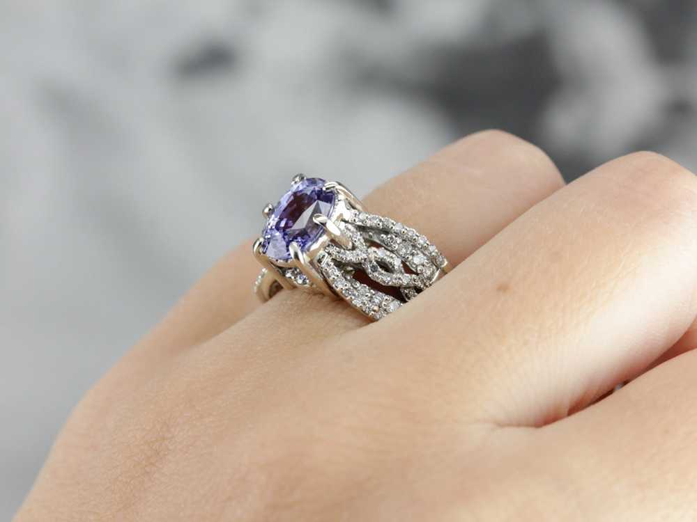Purple Sapphire and Diamond Cocktail Ring - image 5