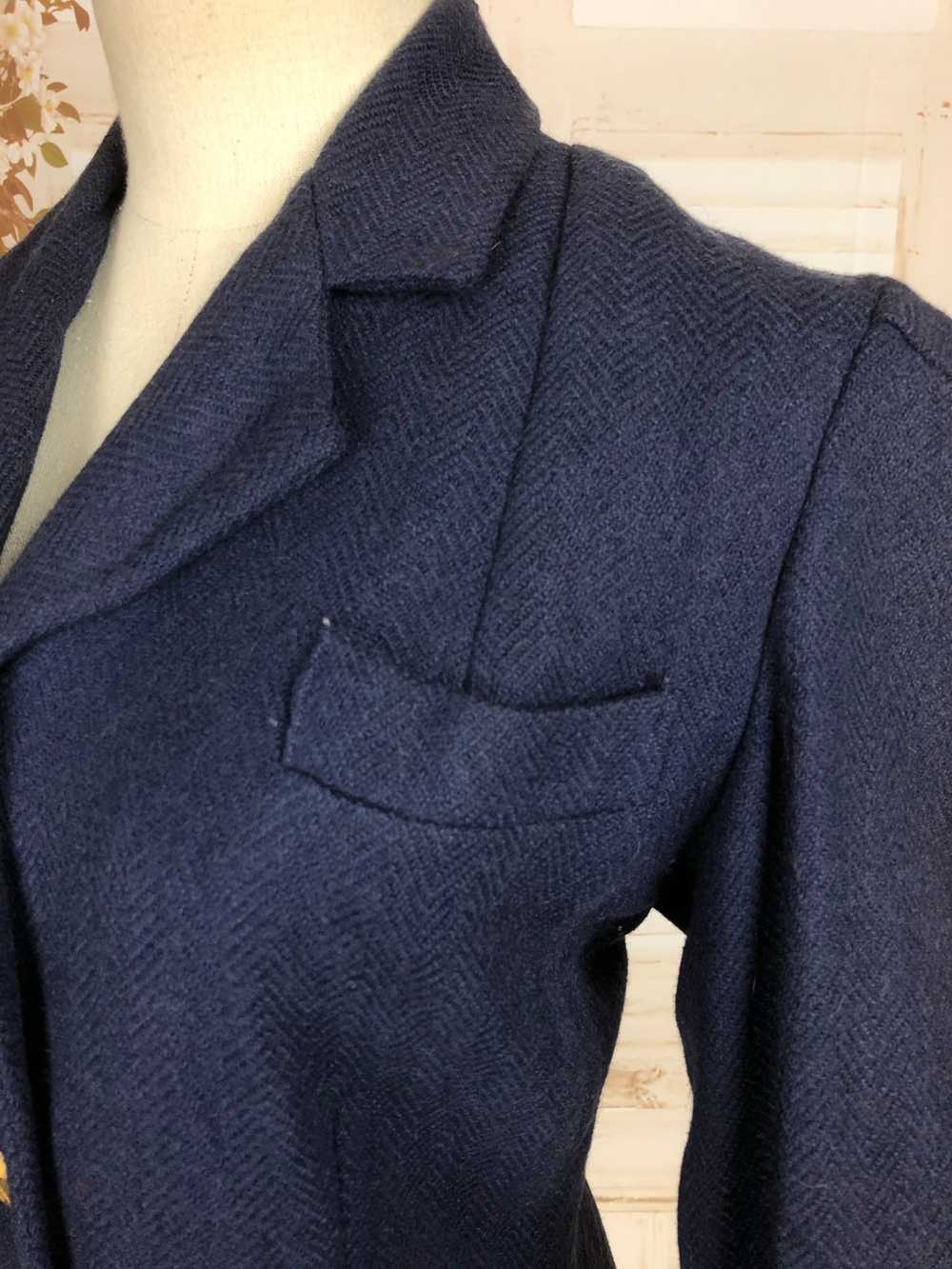 Original 1930s 30s Vintage Navy Blue Wool Jacket … - image 12