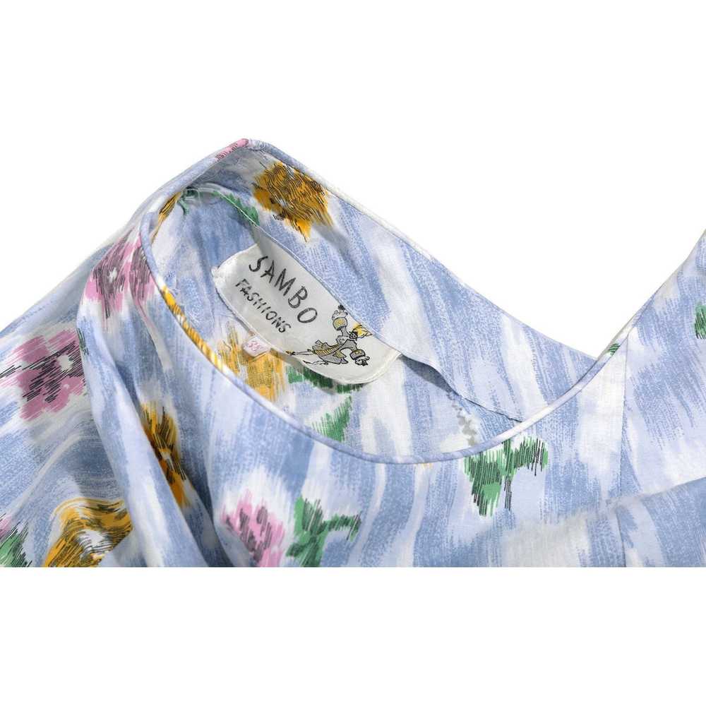 1950s Sambo Fashions Cotton Floral Print Dress Wi… - image 5