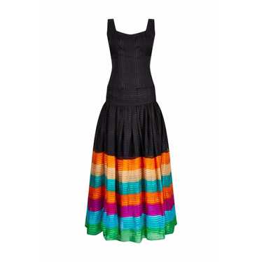 1970s Rainbow Silk Chiffon Tiered Haute Couture M… - image 1