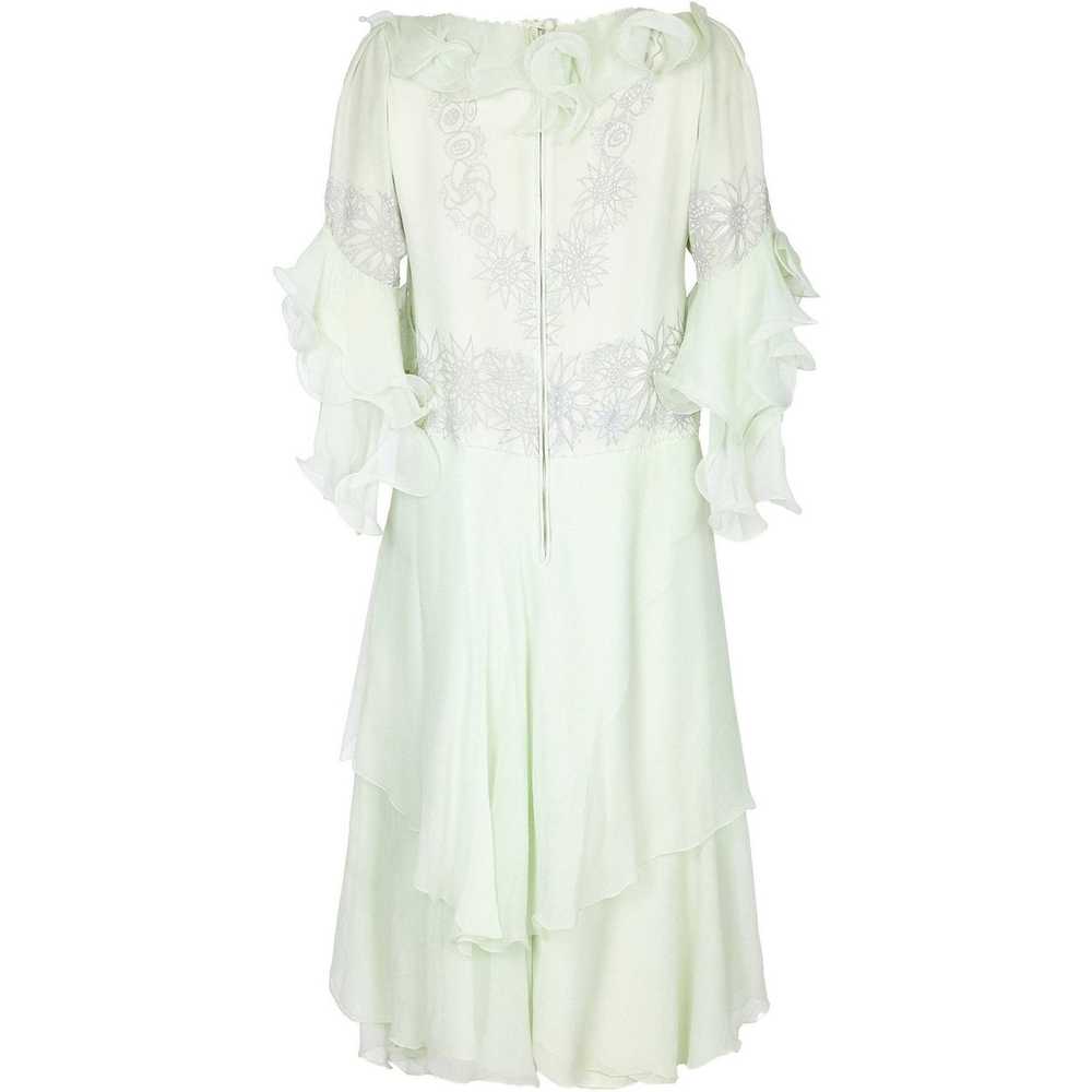 1980s Zandra Rhodes Pale Green Couture Silk Chiff… - image 2