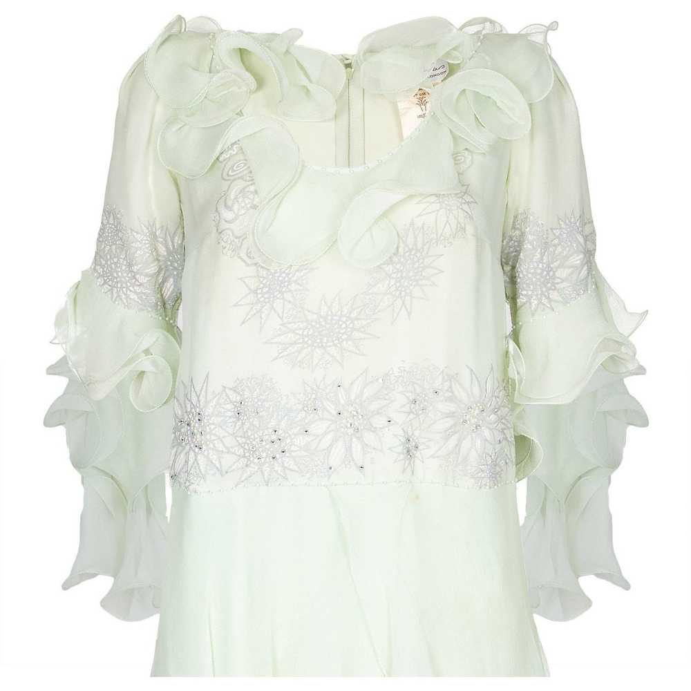 1980s Zandra Rhodes Pale Green Couture Silk Chiff… - image 3
