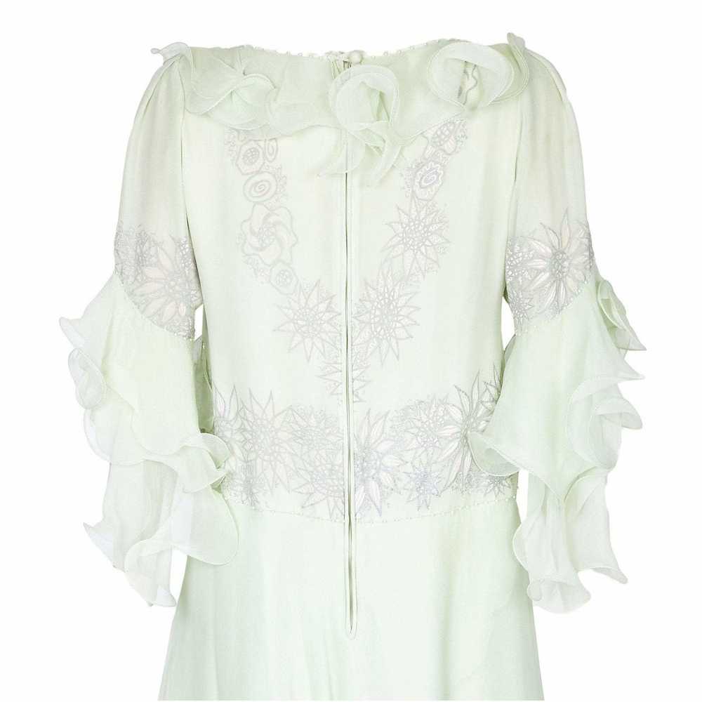 1980s Zandra Rhodes Pale Green Couture Silk Chiff… - image 4