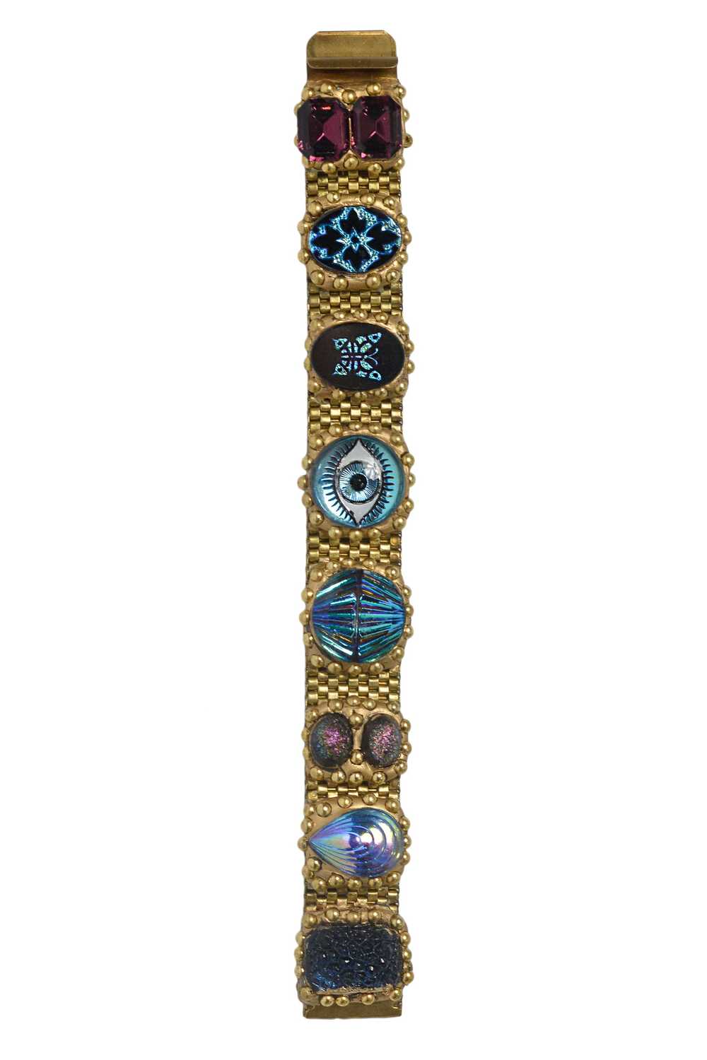 MINADEO PURPLE & BLUE GLASS EYE BRACELET - image 1
