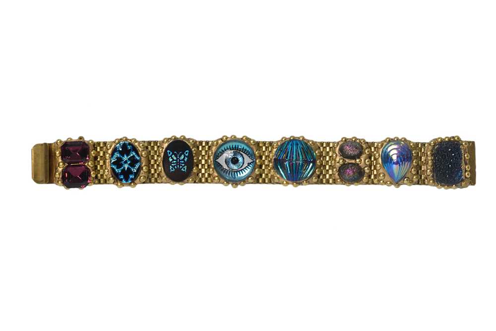 MINADEO PURPLE & BLUE GLASS EYE BRACELET - image 2