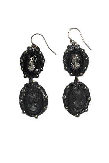 MINADEO BLACK CAMEO TWO TIER EARRINGS