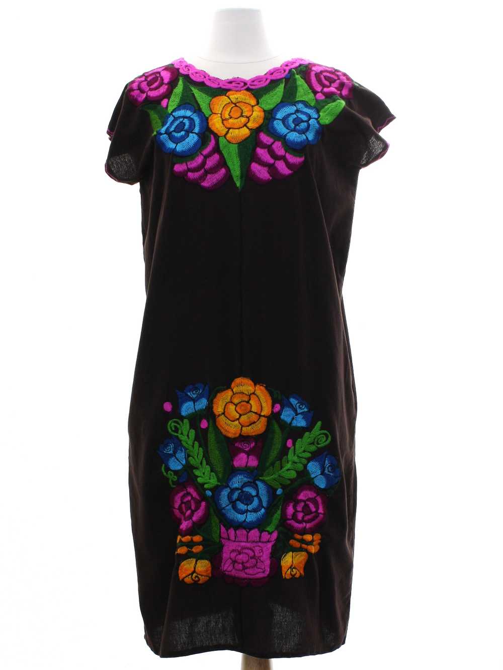 1970's Embroidered Huipil Style Dress - image 1