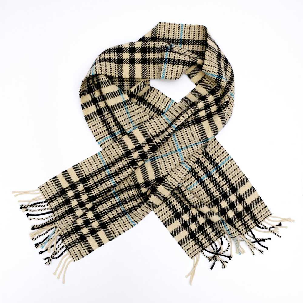Burberry Scarf in White Black & Blue Check Wool - image 1