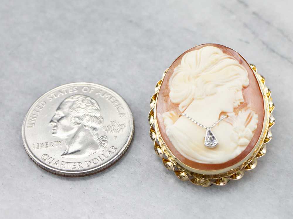 Mid Century Diamond Cameo Pin or Pendant - image 7