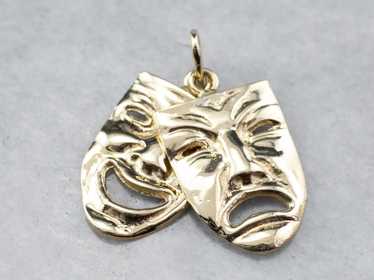 Gold Comedy and Tragedy Masks Pendant - image 1