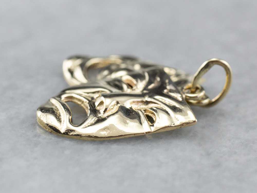 Gold Comedy and Tragedy Masks Pendant - image 4