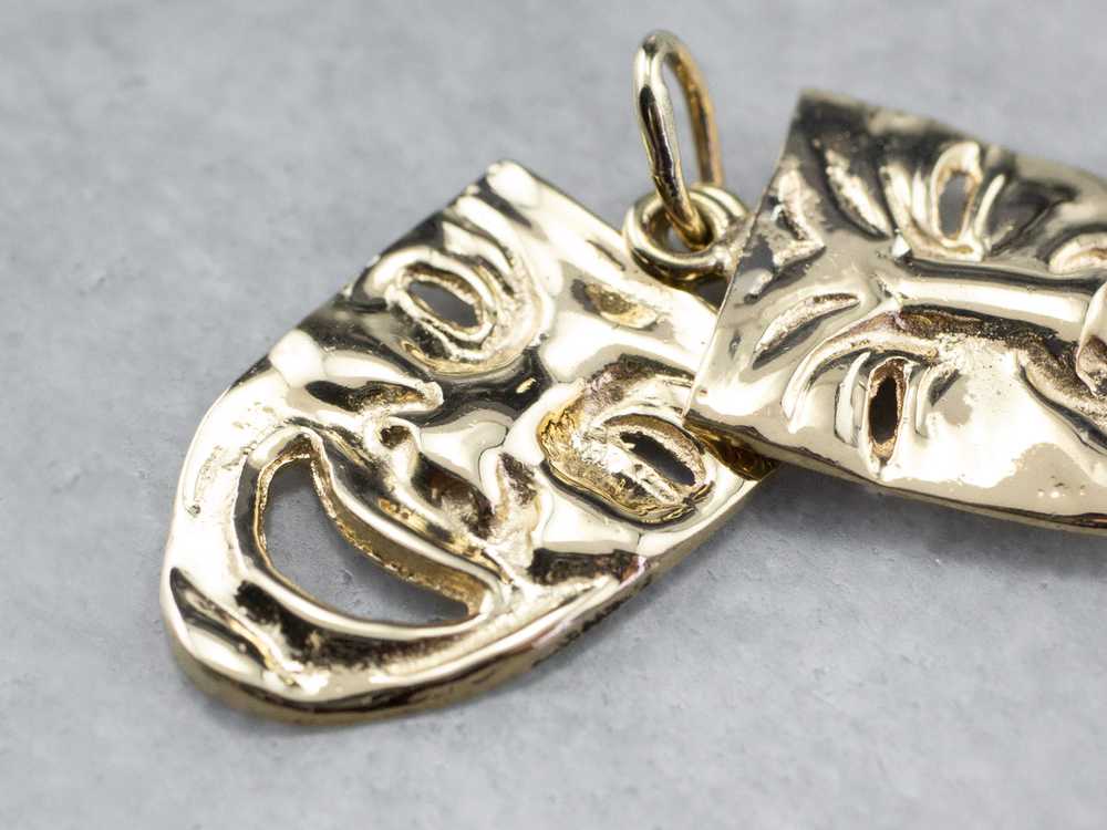 Gold Comedy and Tragedy Masks Pendant - image 5