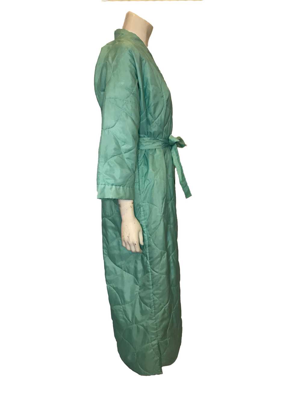 1960s Light Turquoise Quilted Robe - image 2