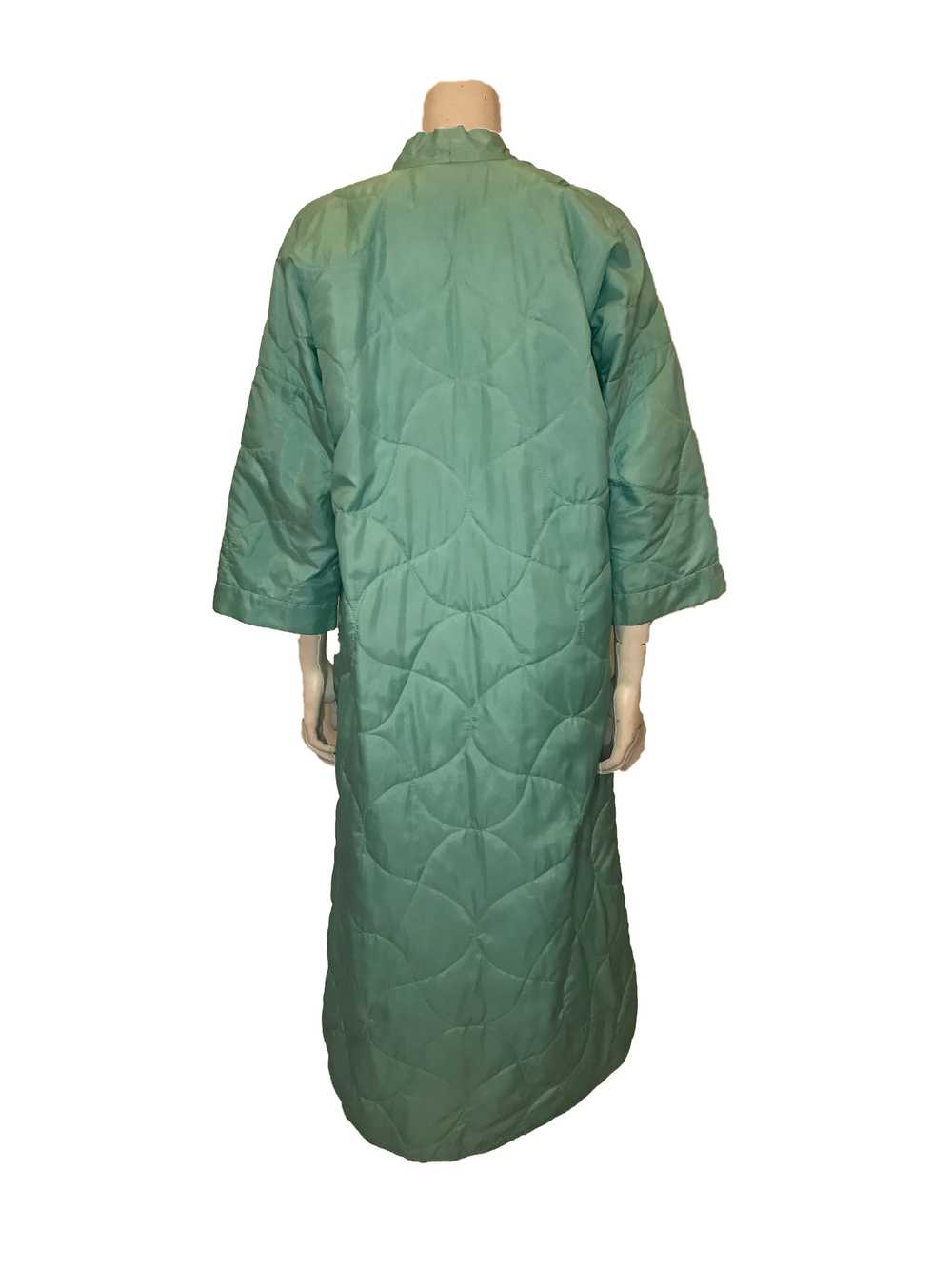 1960s Light Turquoise Quilted Robe - image 3