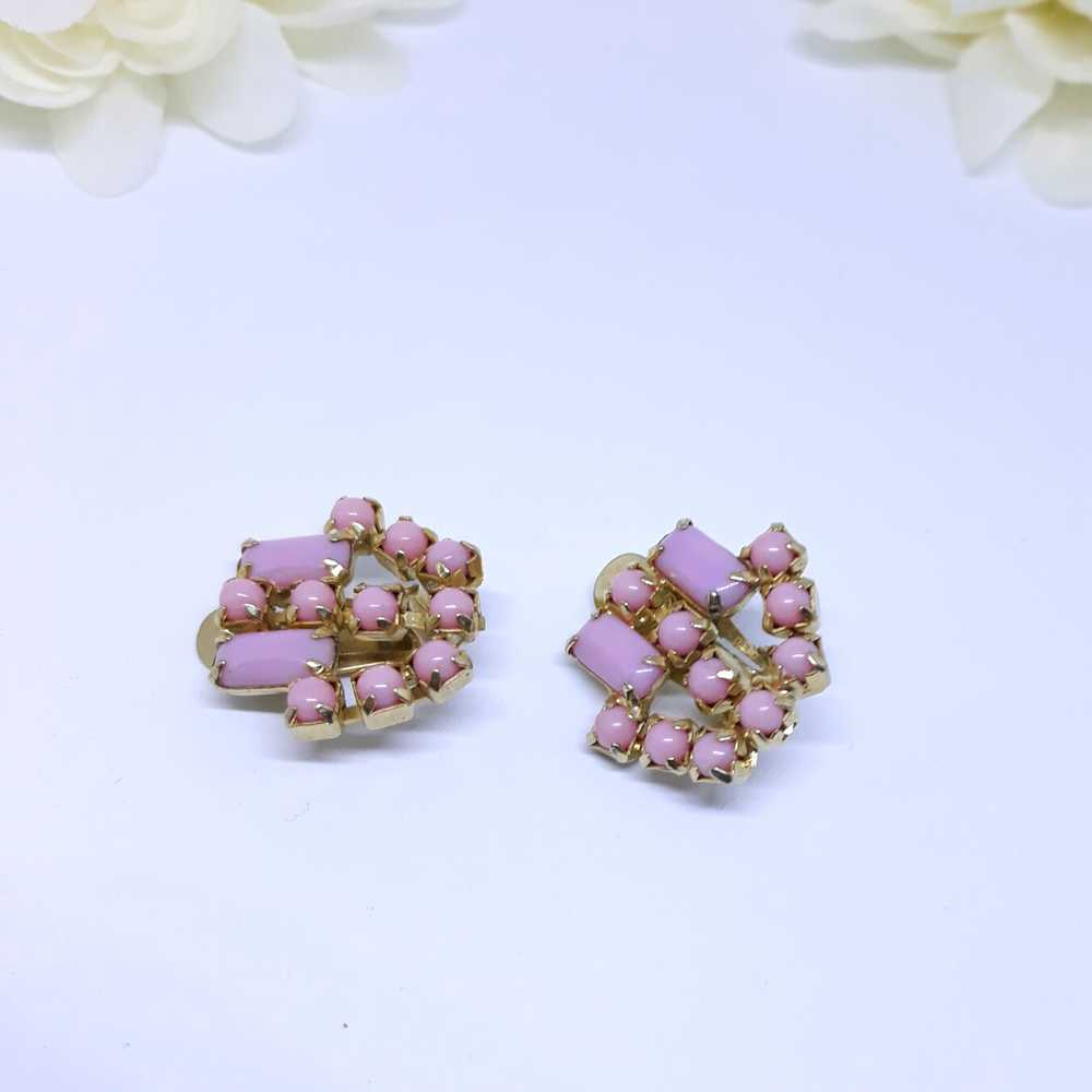 Gorgeous 1960s Statement Earrings - Pink Thermose… - image 10