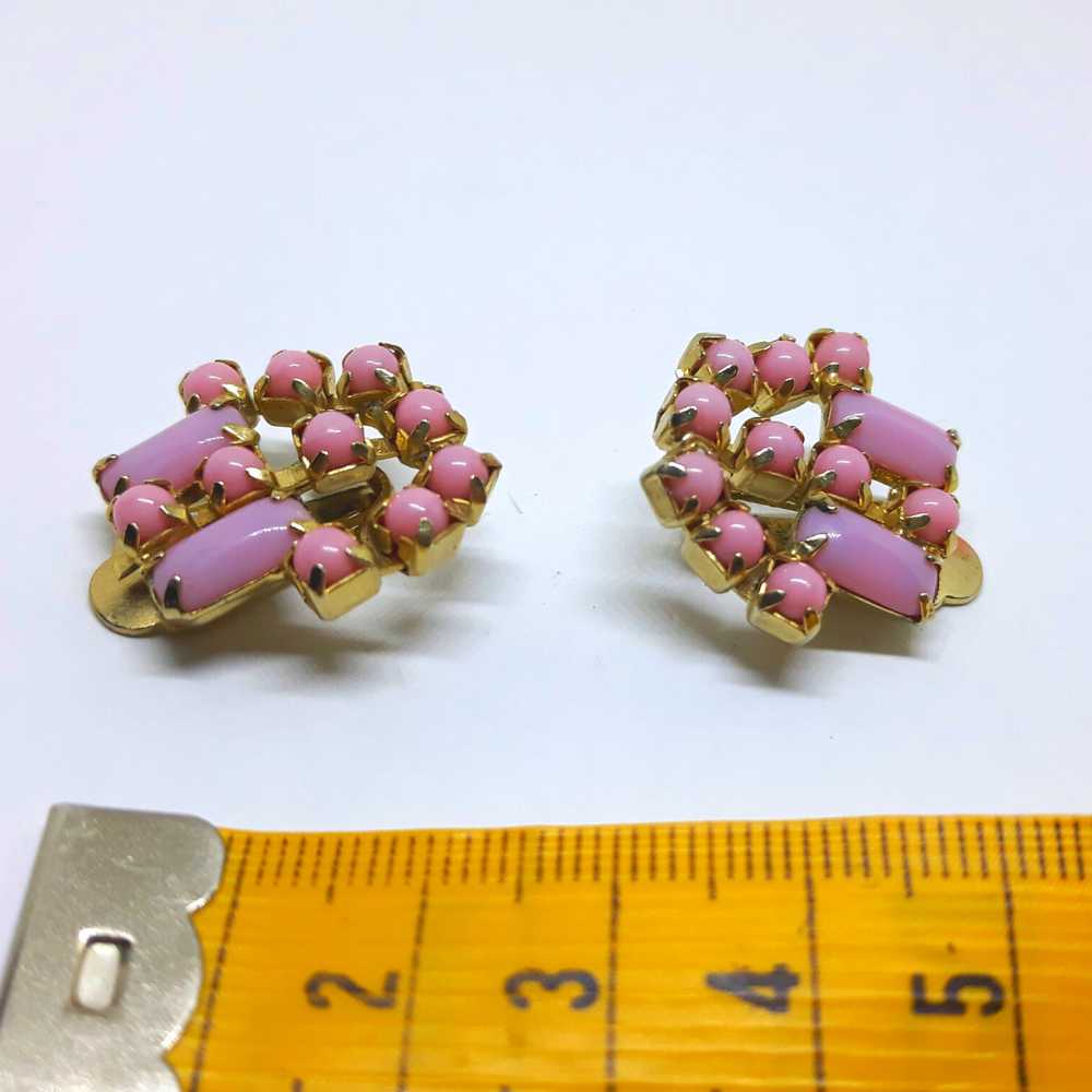 Gorgeous 1960s Statement Earrings - Pink Thermose… - image 11