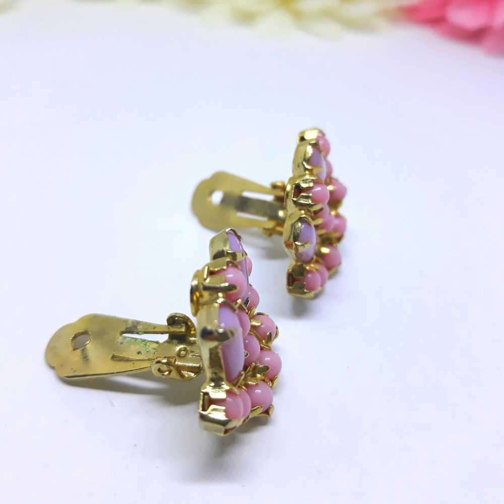 Gorgeous 1960s Statement Earrings - Pink Thermose… - image 3