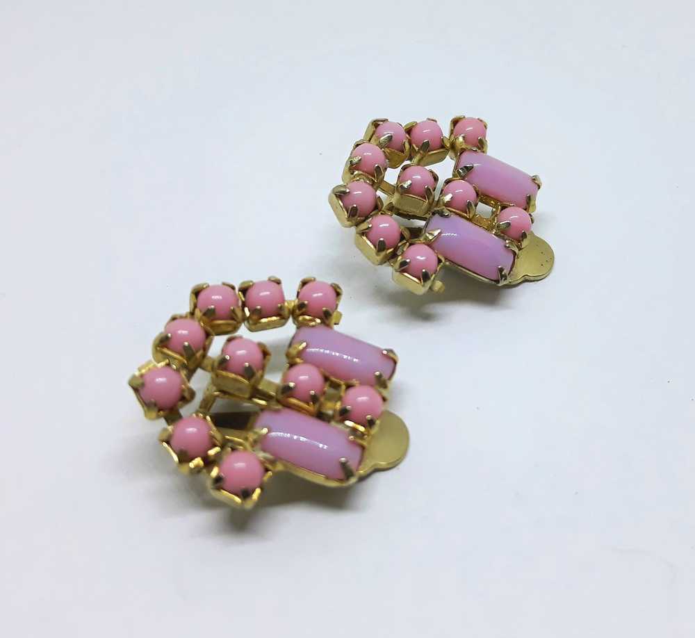 Gorgeous 1960s Statement Earrings - Pink Thermose… - image 4