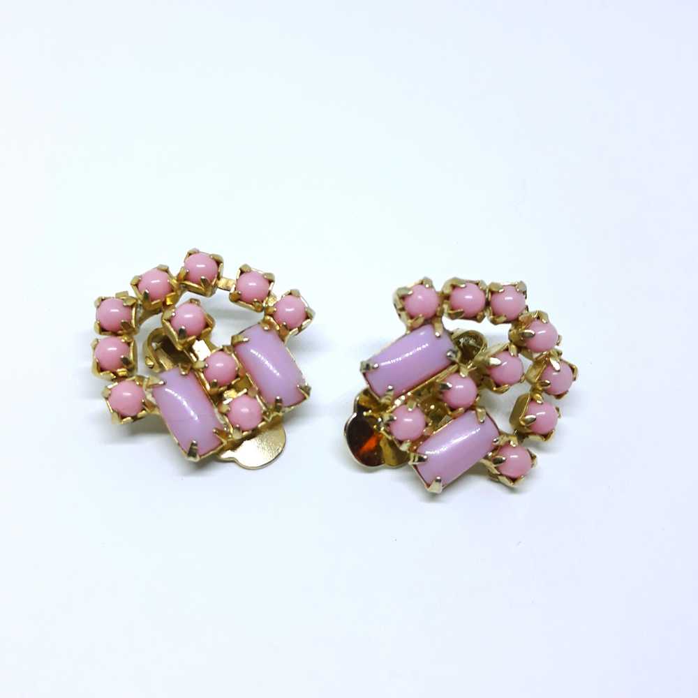 Gorgeous 1960s Statement Earrings - Pink Thermose… - image 5