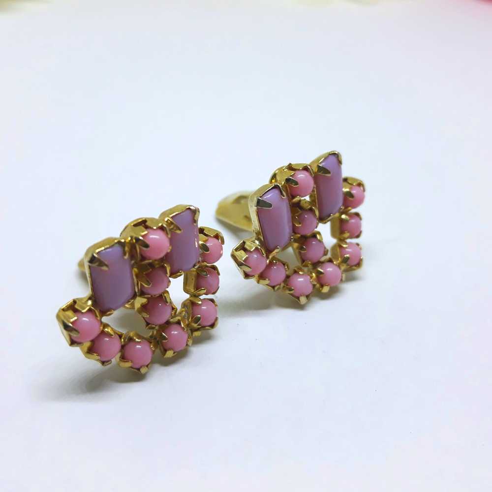 Gorgeous 1960s Statement Earrings - Pink Thermose… - image 8