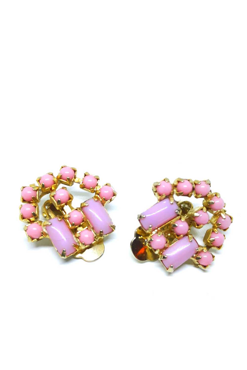 Gorgeous 1960s Statement Earrings - Pink Thermose… - image 9