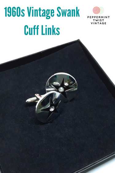 Gorgeous SWANK Men's Silver Round Cuff Links with 