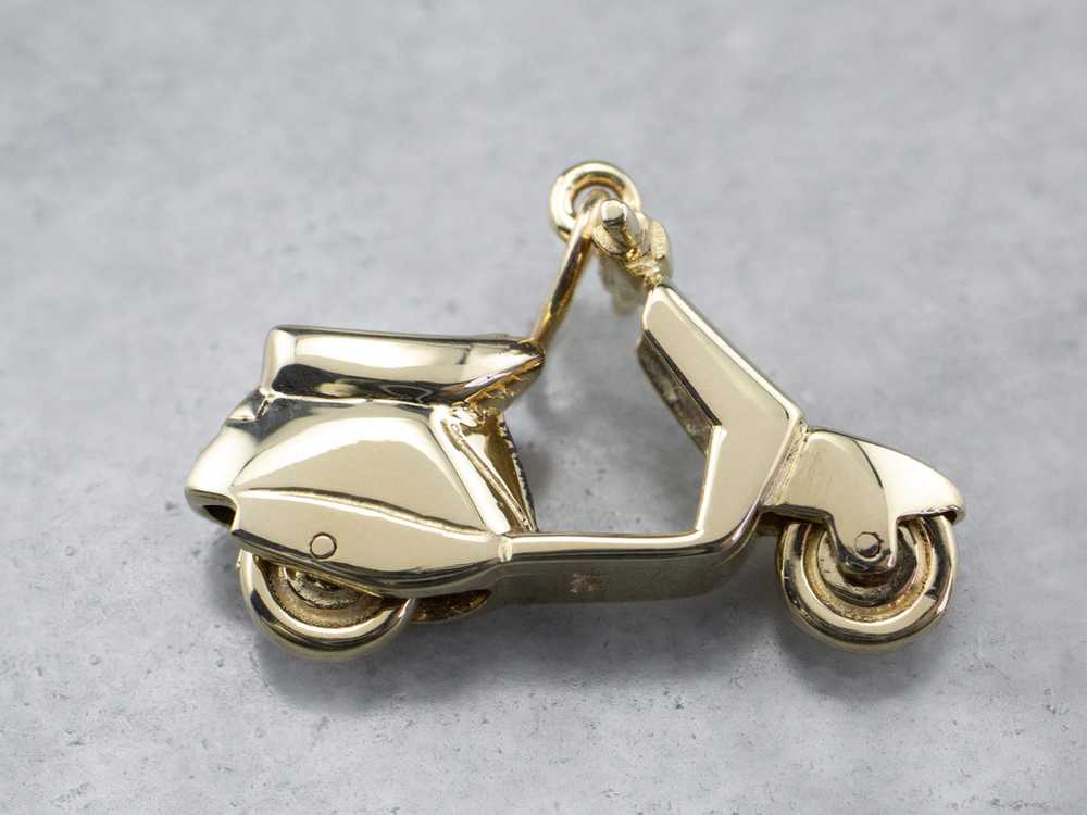 Gold Vintage Vespa Scooter Charm - image 1