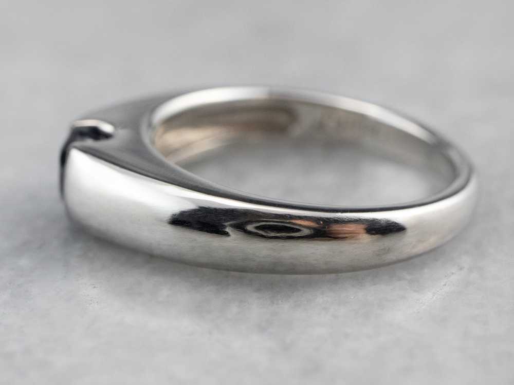 Modern Platinum Sapphire Solitaire Engagement Ring - image 4