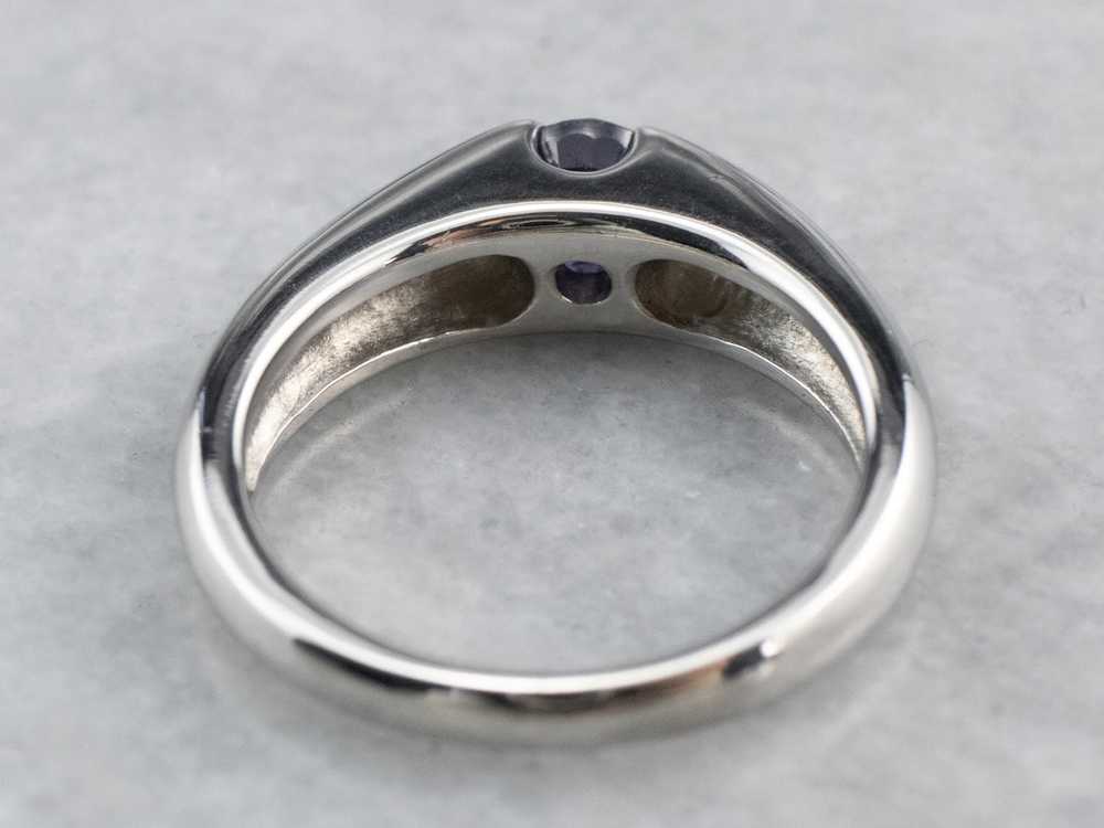 Modern Platinum Sapphire Solitaire Engagement Ring - image 5
