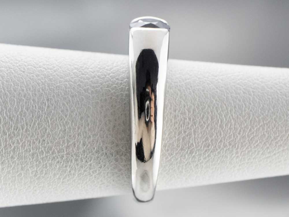 Modern Platinum Sapphire Solitaire Engagement Ring - image 9
