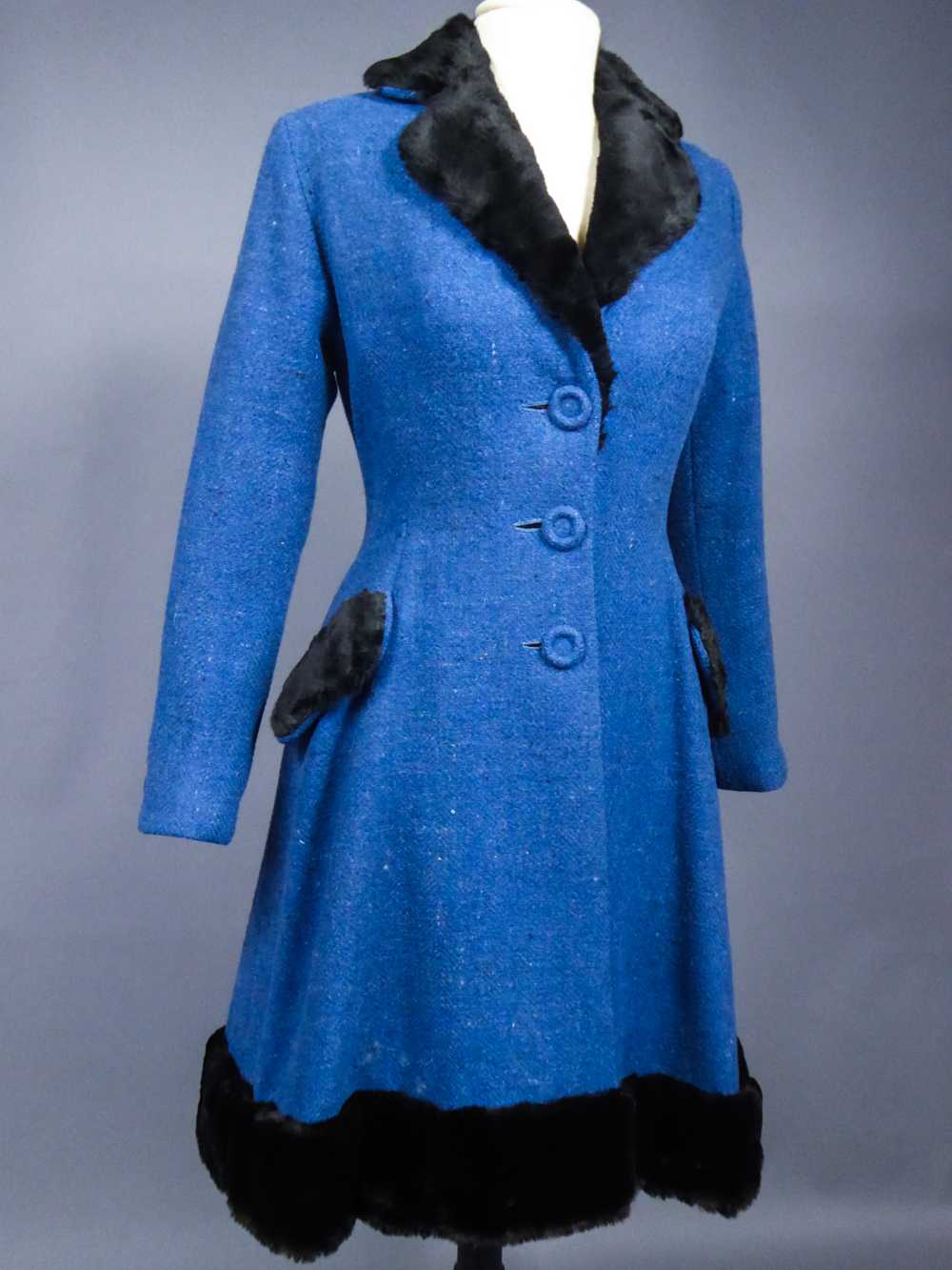 A Jacques Heim In Wool And Fur Couture Coat Circa… - image 1