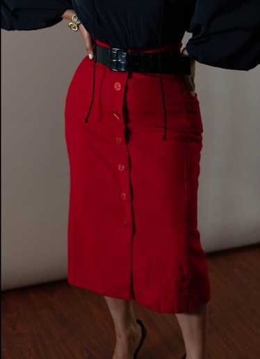 Vintage Red 60's Pencil Skirt - image 1