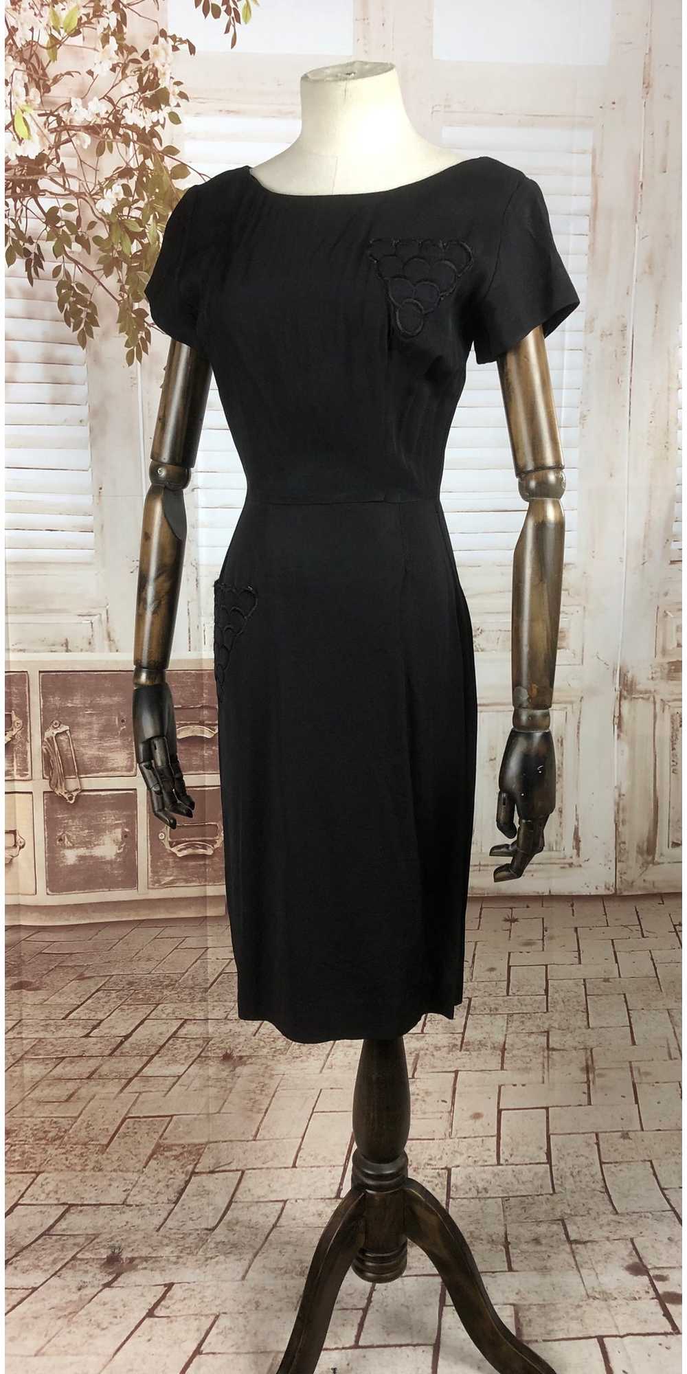 Original Late 1940s 40s Vintage Black Faille Dres… - image 4