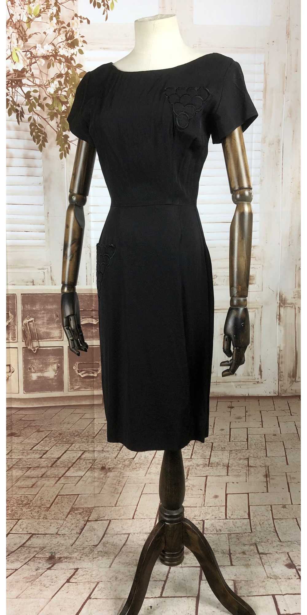 Original Late 1940s 40s Vintage Black Faille Dres… - image 6